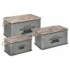 Lot De 3 Malles Métal Gris Plateau Bois Atmosphera -Ledepot-bailleul Soldes Magasin lot de 3 malles metal gris plateau bois atmosphera