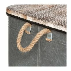 Lot De 3 Malles Métal Gris Plateau Bois Atmosphera -Ledepot-bailleul Soldes Magasin lot de 3 malles metal gris plateau bois atmosphera 1 8