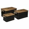 Lot De 3 Malles Métal Noir Plateau Bois Atmosphera -Ledepot-bailleul Soldes Magasin lot de 3 malles metal noir plateau bois atmosphera