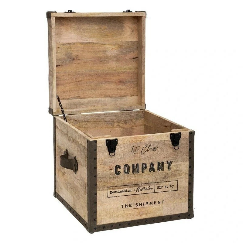 Malle Pouf Vintage En Bois Atmosphera 5 Malle Pouf Vintage En Bois Atmosphera – Image 3