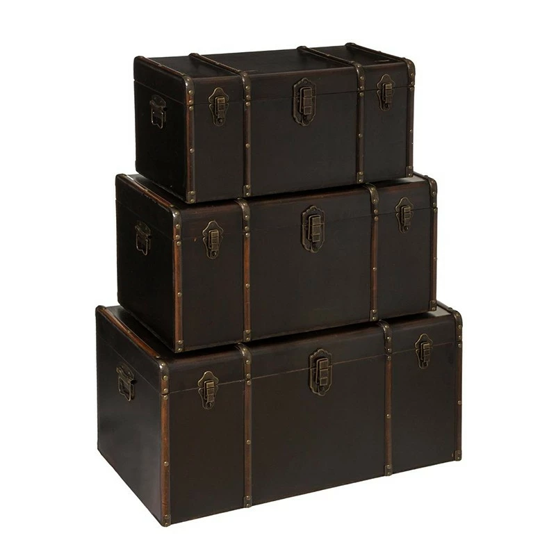 Malles Vintage British Flower - Lot De 3 - Atmosphera 3 Malles Vintage British Flower - Lot De 3 - Atmosphera