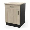 Demeyere Meuble Bas 1 Tiroir 1 Porte 60 Cm Origan Noir Et Bois