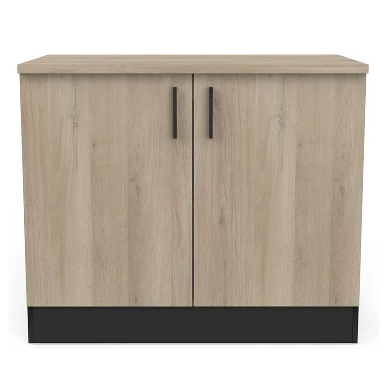 Demeyere Meuble Bas 2 Portes 100 Cm Origan Noir Et Bois 4 Demeyere Meuble Bas 2 Portes 100 Cm Origan Noir Et Bois – Image 2