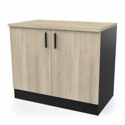 Demeyere Meuble Bas 2 Portes 100 Cm Origan Noir Et Bois