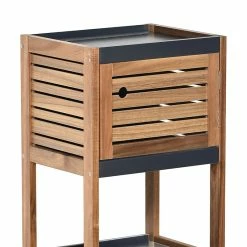 Meuble Bas De Rangement 1 Porte En Acacia -Ledepot-bailleul Soldes Magasin meuble bas rangement 1 porte en acacia 1 1