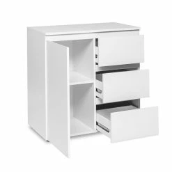 Meuble De Rangement 1 Porte 3 Tiroirs Blanc 12 Meuble De Rangement 1 Porte 3 Tiroirs Blanc -Ledepot-bailleul Soldes Magasin meuble de rangement 1 porte 3 tiroirs blanc image 1 2