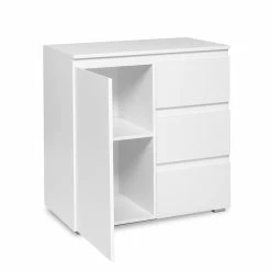 Meuble De Rangement 1 Porte 3 Tiroirs Blanc 14 Meuble De Rangement 1 Porte 3 Tiroirs Blanc -Ledepot-bailleul Soldes Magasin meuble de rangement 1 porte 3 tiroirs blanc image 1 4