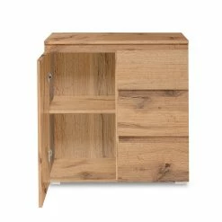 Meuble De Rangement 1 Porte 3 Tiroirs Naturel -Ledepot-bailleul Soldes Magasin meuble de rangement 1 porte 3 tiroirs naturel image 4