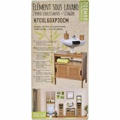 Meuble Sous Lavabo Bambou 2 Portes Coulissantes Mahé -Ledepot-bailleul Soldes Magasin meuble sous lavabo en bambou 2 portes coulissantes mahe 1