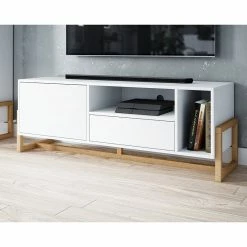 Meuble TV 2 Portes 2 Niches Oslo Blanc 15 Meuble TV 2 Portes 2 Niches Oslo Blanc -Ledepot-bailleul Soldes Magasin meuble tv 2 portes 2 niches oslo blanc 4