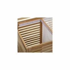 Panier à Linge Double En Bambou Sicela 5Five -Ledepot-bailleul Soldes Magasin panier a linge double en bambou tissu 2