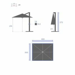 Parasol Décentré Eléa Inclinable Rectangulaire Bleu Canard Hespéride -Ledepot-bailleul Soldes Magasin parasol decentre elea inclinable 3x4 bleu canard hesperide 6