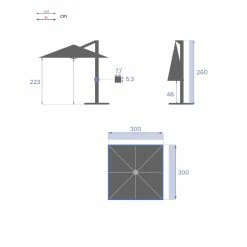 Parasol Déporté Carré Equador Ardoise Hespéride -Ledepot-bailleul Soldes Magasin parasol deporte carre equador ardoise hesperide 1 7