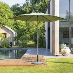 Parasol Droit Rond 2,7m Soya Vert Olive Hespéride