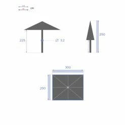 Parasol Mat Central 2x3 M Loompa Grenade Hespéride -Ledepot-bailleul Soldes Magasin parasol mat central 2x3 m loompa grenade hesperide 7