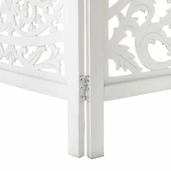 Paravent Blanc Terre Bois Sculpté Atmosphera -Ledepot-bailleul Soldes Magasin paravent blanc terre bois sculpte atmosphera 2