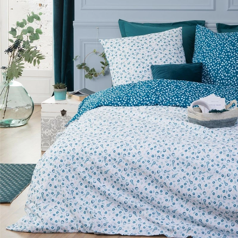 Parure De Lit Fleurs Blanc/bleu 240x220 Atmosphera 3 Parure De Lit Fleurs Blanc/bleu 240x220 Atmosphera