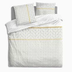 Parure De Lit Mosaique Blanc/gris/jaune 240x220 Atmosphera -Ledepot-bailleul Soldes Magasin parure de lit mosaique blancgrisjaune 240x220 atmosphera 1