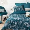 Parure De Lit Paon Bleu Canard 240x220 Atmosphera -Ledepot-bailleul Soldes Magasin parure de lit paon bleu canard 240x220 atmosphera