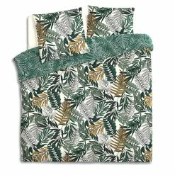 Parure De Lit Tropik Vert/blanc/moutarde 240x220 Atmosphera -Ledepot-bailleul Soldes Magasin parure de lit tropik vertblancmoutarde 240x220 atmosphera 1