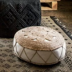 Pouf En Jute Ajouré 43x18 Atmosphera -Ledepot-bailleul Soldes Magasin pouf en jute ajoure 43x18 atmosphera 1