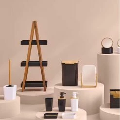 Rangement 3 Niveaux Salle De Bain Natureo Noir -Ledepot-bailleul Soldes Magasin rangement 3 niveaux salle bain lea noir 1