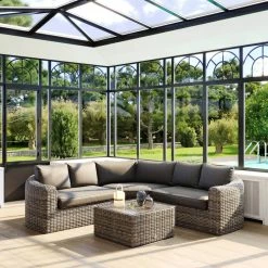 Salon Angle Moorea 5 Places Terre D'ombre Hespéride 14 Salon Angle Moorea 5 Places Terre D'ombre Hespéride -Ledepot-bailleul Soldes Magasin salon angle moorea 5 places terre d ombre hesperide 1 2