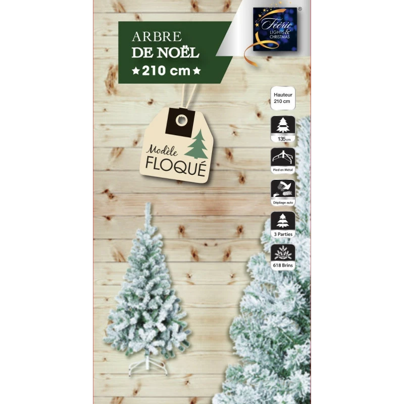 Sapin De Noël 210 Cm Vert Floqué Blanc 4 Sapin De Noël 210 Cm Vert Floqué Blanc – Image 2