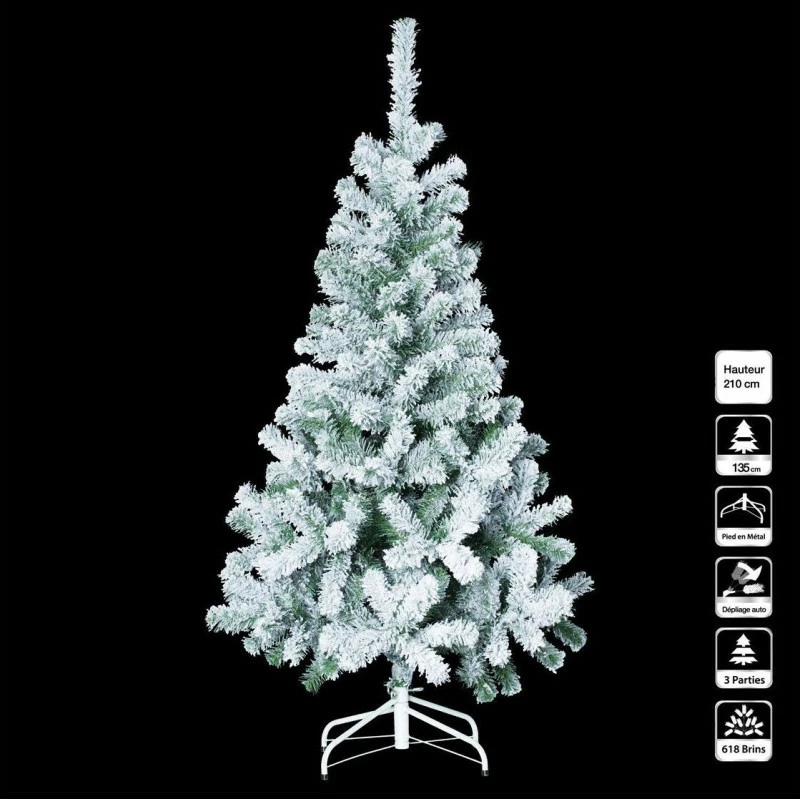 Sapin De Noël 210 Cm Vert Floqué Blanc 3 Sapin De Noël 210 Cm Vert Floqué Blanc