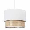 Suspension 2 Abat-jours Cannage Et Tissu Blanc Ostaria -Ledepot-bailleul Soldes Magasin suspension 2 abat jours cannage blanc ostaria