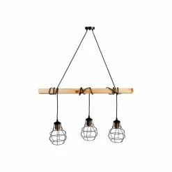 Suspension Indus Barre En Bois 3 Cordons Ostaria -Ledepot-bailleul Soldes Magasin suspension industrielle barre en bois 3 cordons ostaria 2
