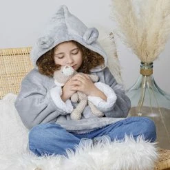 Sweat Plaid à Capuche Ours Gris Enfant Atmosphera -Ledepot-bailleul Soldes Magasin sweat plaid a capuche ours gris enfant atmosphera 1