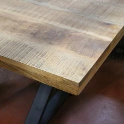 Table Bois Massif Et Pieds Métal Noir N°34 -Ledepot-bailleul Soldes Magasin table bois massif et pieds metal noir n34 1