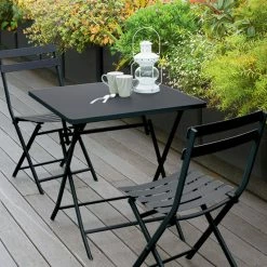 Table Carrée Pliante Greensboro 2p Graphite Hespéride -Ledepot-bailleul Soldes Magasin table carree greensboro graphite 2