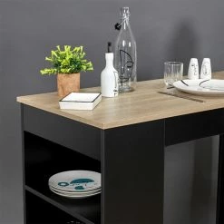 Table De Bar Avec étagères Et Plateau Bois -Ledepot-bailleul Soldes Magasin table de bar avec etagere plateau bois 4
