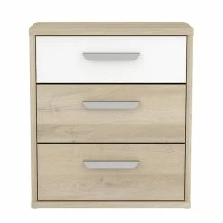 Demeyere Table De Chevet 3 Tiroirs Naturel Et Blanc Santorini -Ledepot-bailleul Soldes Magasin table de chevet 3 tiroirs naturel et blanc santorini 3