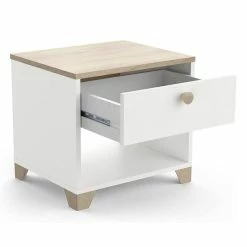 Demeyere Table De Chevet Izzy 1 Tiroir Blanc Et Bois -Ledepot-bailleul Soldes Magasin table de chevet izzy 1 tiroir blanc bois 1