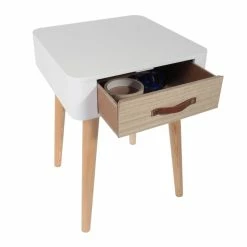 Table De Chevet Pieds Bois 1 Tiroir Blanc -Ledepot-bailleul Soldes Magasin table de chevet pieds bois 1 tiroir blanc 4