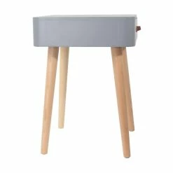 Table De Chevet Pieds Bois 1 Tiroir Gris -Ledepot-bailleul Soldes Magasin table de chevet pieds bois tiroir gris 3