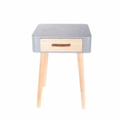 Table De Chevet Pieds Bois 1 Tiroir Gris -Ledepot-bailleul Soldes Magasin table de chevet pieds bois tiroir gris 4