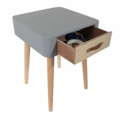 Table De Chevet Pieds Bois 1 Tiroir Gris -Ledepot-bailleul Soldes Magasin table de chevet pieds bois tiroir gris 5