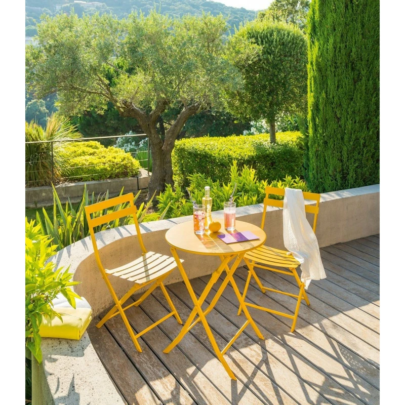 Table Ronde Pliante Greensboro 2p Jaune Moutarde Hespéride 4 Table Ronde Pliante Greensboro 2p Jaune Moutarde Hespéride – Image 2