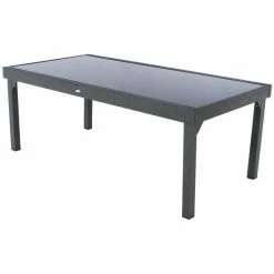 Table Rectangulaire Ext. Verre Piazza 12 P. Graphite Hespéride 10 Table Rectangulaire Ext. Verre Piazza 12 P. Graphite Hespéride -Ledepot-bailleul Soldes Magasin table piazza extensible 12 personnes hesperide anthracite graphite 2