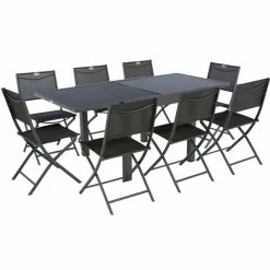 Table Rectangulaire Extensible Piazza 8 P. Graphite Hespéride -Ledepot-bailleul Soldes Magasin table rectangulaire extensible piazza 8 personnes graphite hesperide 4