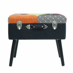 Tabouret Coffre Valise Patchwork Sur Pieds -Ledepot-bailleul Soldes Magasin tabouret coffre valise patchwork sur pieds 6