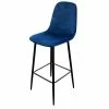 Tabouret De Bar En Velours Bleu Indigo Pieds Métal Inoui -Ledepot-bailleul Soldes Magasin tabouret de bar en velours bleu indigo pieds metal inoui