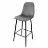 Tabouret De Bar En Velours Gris Pieds Métal Inoui -Ledepot-bailleul Soldes Magasin tabouret de bar en velours gris pieds metal inou
