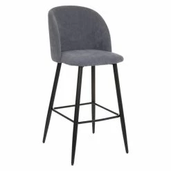 Tabouret De Bar Gris Céleste Pieds Noirs Atmosphera