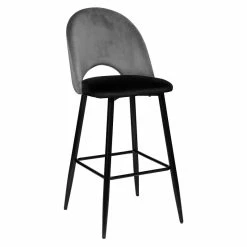 Tabouret De Bar Kara Velours Gris Atmosphera