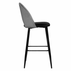 Tabouret De Bar Kara Velours Gris Atmosphera -Ledepot-bailleul Soldes Magasin tabouret de bar kara velours gris atmosphera 1 3